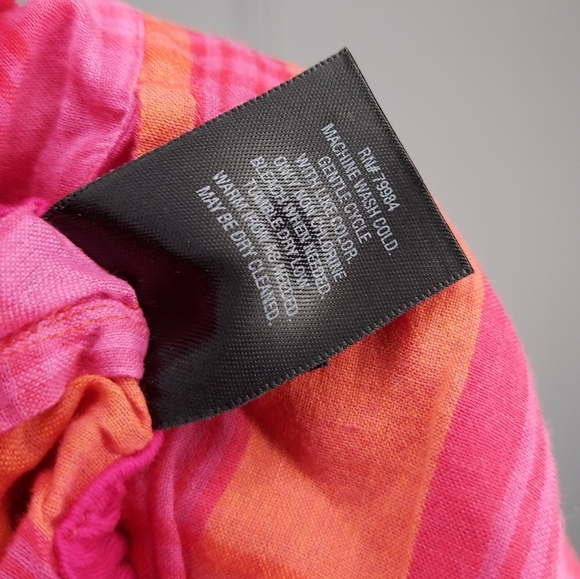 Soma Set Capri Sleeveless Plaid 0 Women Pink Orange Embroidered Tropical Cotton - Picture 14 of 14